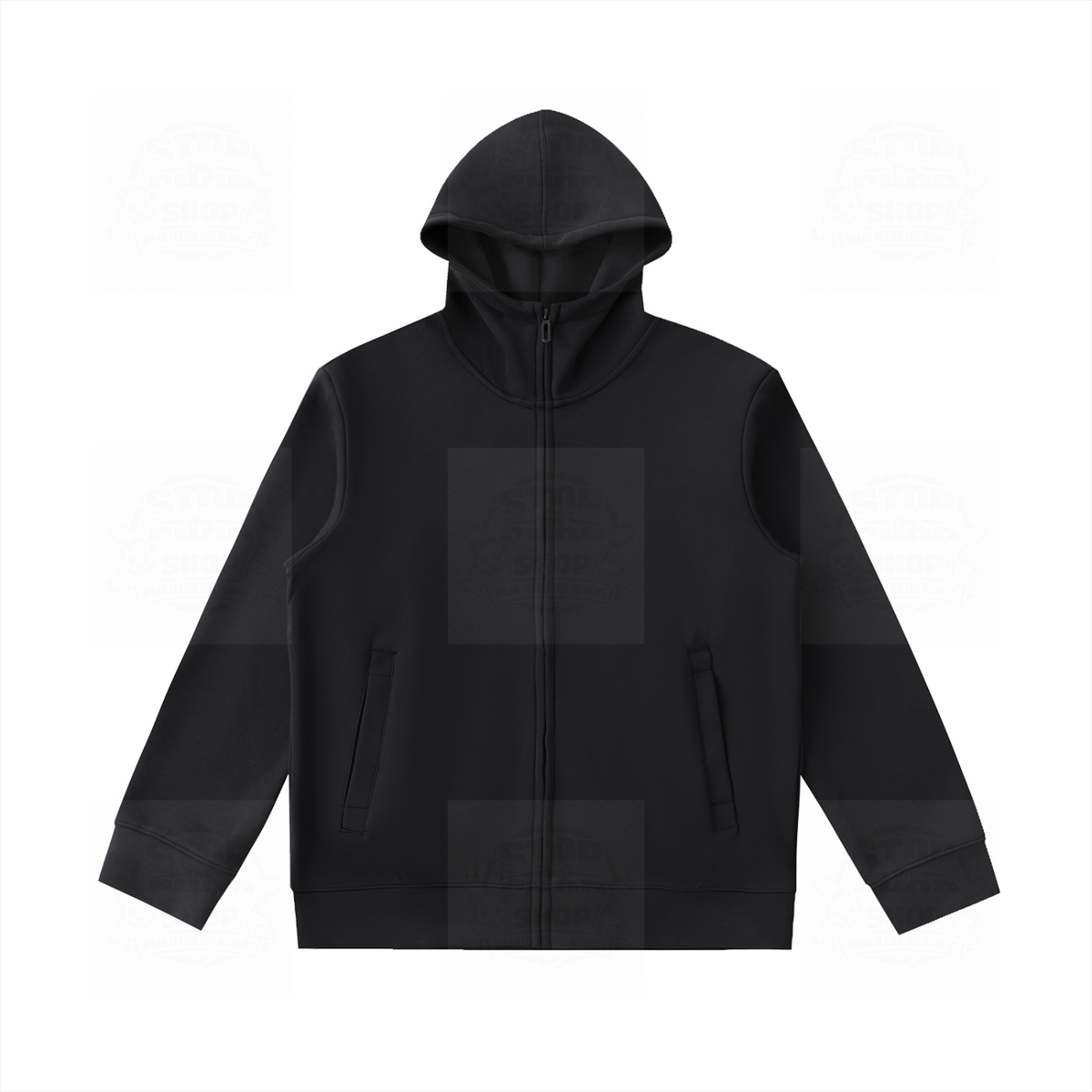 I Live Here Too High-Neck Zip-Up Hoodie