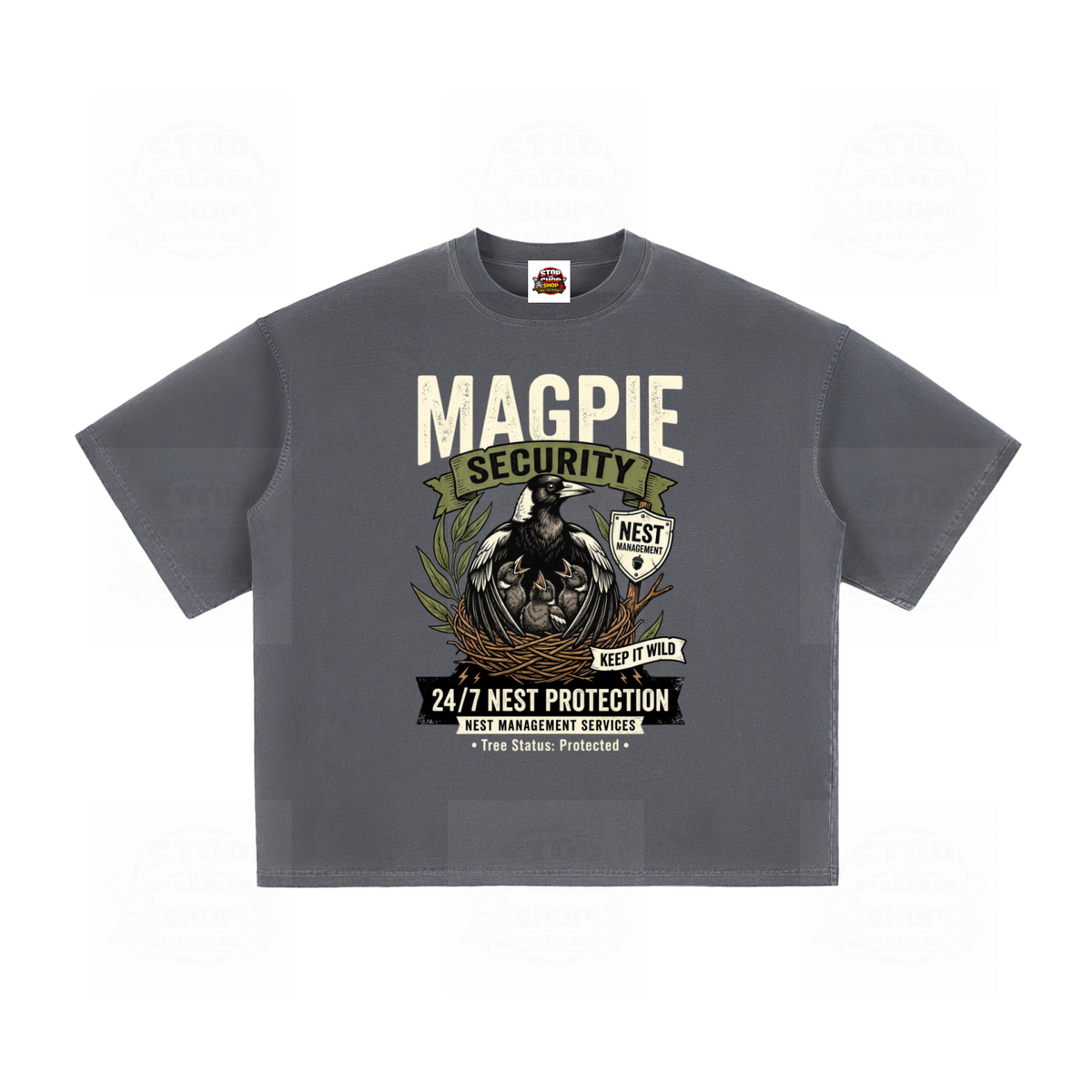 Magpie Security Vintage Washed Boxy T-Shirt
