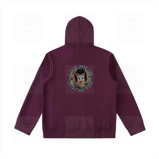 I Live Here Too High-Neck Zip-Up Hoodie