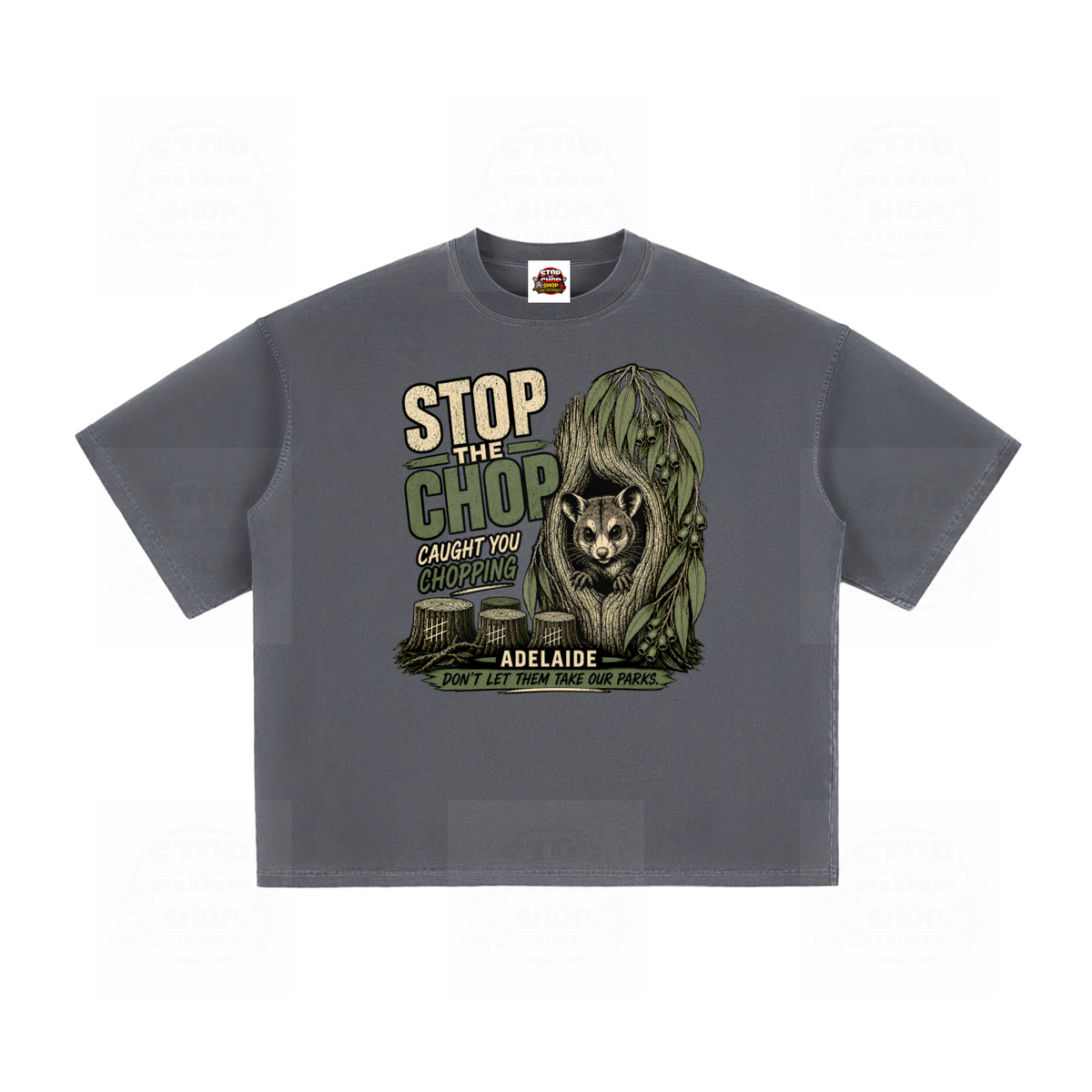 Stop The Chop - Possum Vintage Washed Boxy T-Shirt