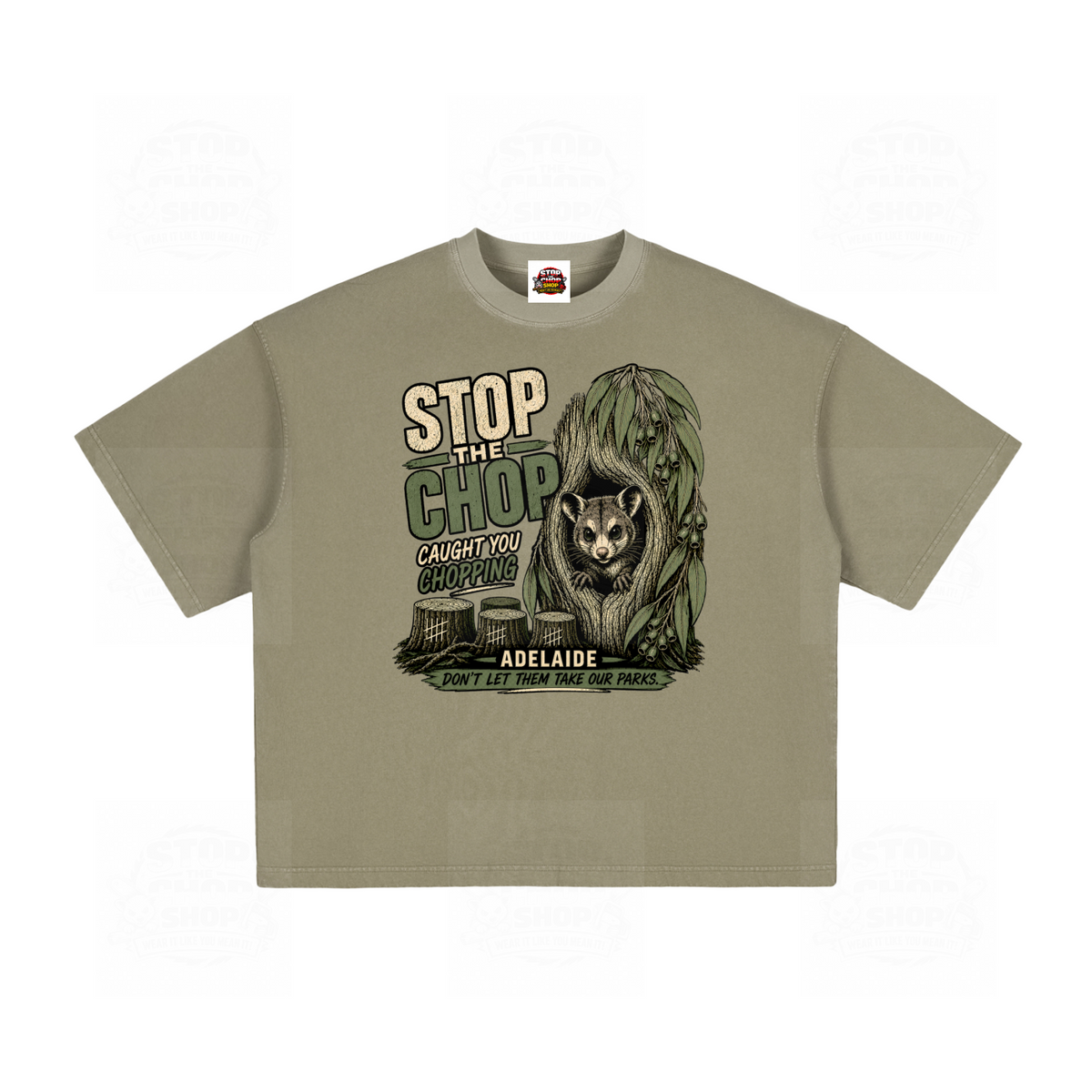 Stop The Chop - Possum Vintage Washed Boxy T-Shirt