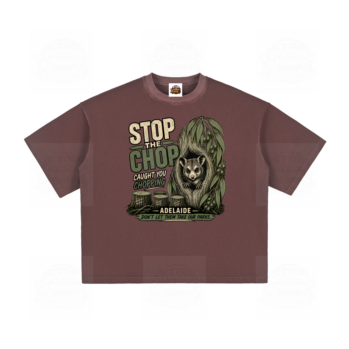 Stop The Chop - Possum Vintage Washed Boxy T-Shirt