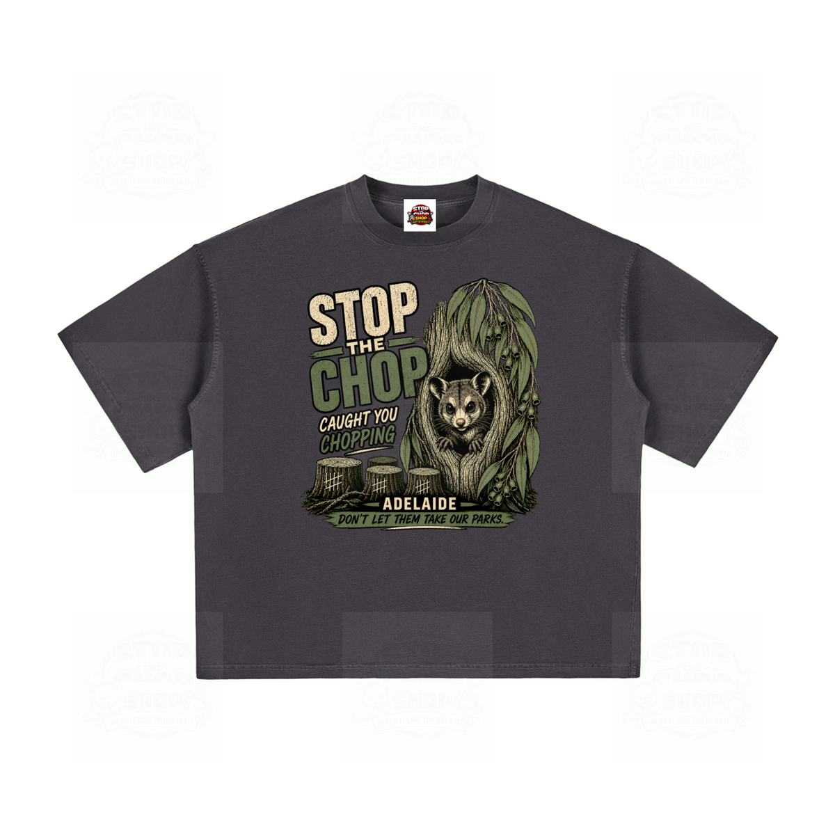 Stop The Chop - Possum Vintage Washed Boxy T-Shirt